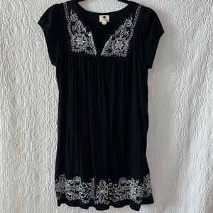 One Clothing Cap Sleeve Embroidered Detail Peasant Tunic Top